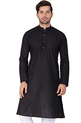VASTRAMAY Mens Cotton Linen Kurta - Timeless Elegance for Festivals & Events | Solid Plain Weave Full Sleeves Mandarin Collar Kurta |Classic Design, Premium Comfort, and Versatile Style - Mytrendzcart