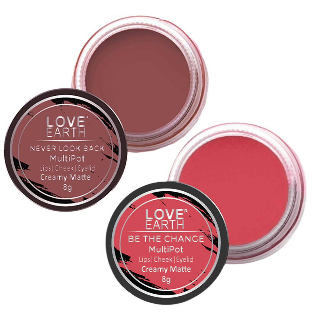 Love Earth Lip Tint & Cheek Tint Multipot Combo (Rose Pink & Ruby Pink) - Mytrendzcart