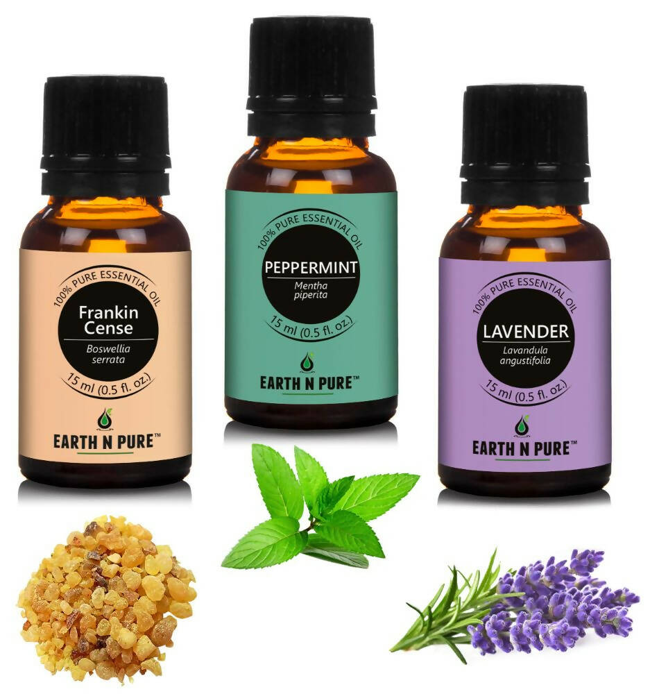 Earth N Pure Essential Oils (Frankincense, Peppermint & Lavender) Combo - Mytrendzcart