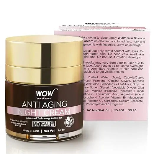 WOW Anti Aging Night Cream - No Minerals And No Parabens - Infused with Matrixly 3000 Peptide, Hyaluronic Acid & Vitamin C - 50ml - Mytrendzcart