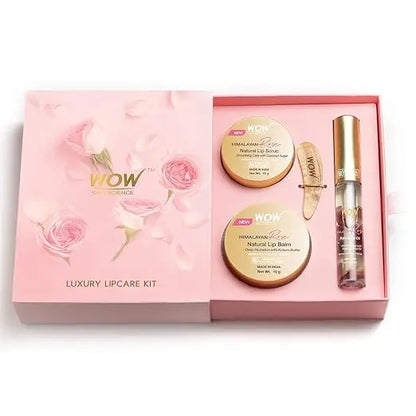 WOW Skin Science Luxury Lip Care Kit for Dry, Rough, Chapped Lips with Goodness of 100% Natural Himalayan Pure Rose Oil - Lip Smoothing and Softening Nourishment - Mytrendzcart