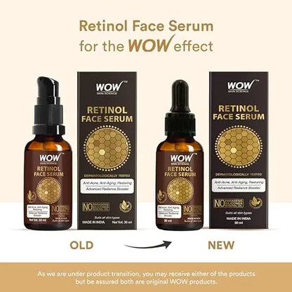 WOW Skin Science Retinol Face Serum - Oil Free - Skin Plumping, Boost Collagen, Anti Acne, Anti Aging, Restoration - No Parabens, Silicones & Mineral Oil, 30 ml - Mytrendzcart