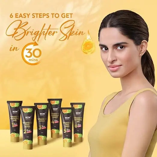 WOW Skin Science Vitamin C Brightening Facial Kit with Rose Water | For All Skin Types | 6 Easy Steps | For Brighter and Even Toned Skin |For Men & Women | Pack of 7 - Mytrendzcart