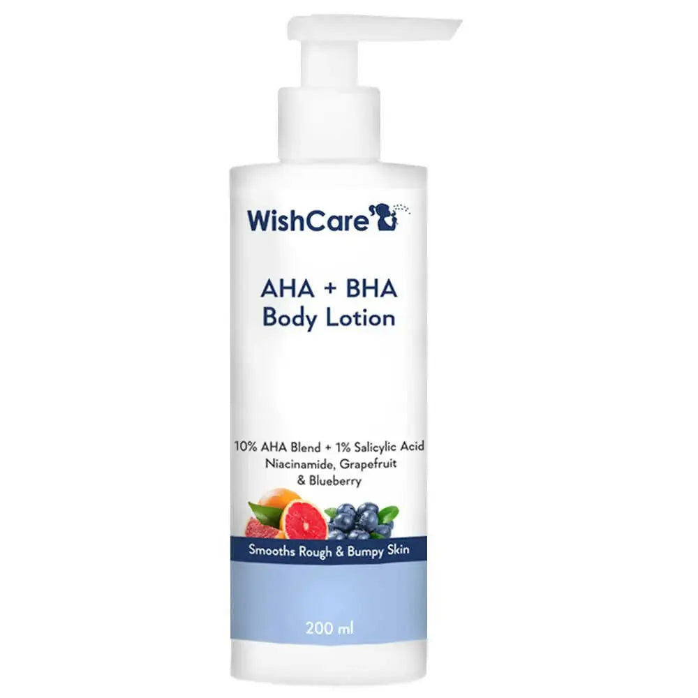 WishCare 10% AHA + 1% BHA Body Lotion for Smooths Rough & Bumpy Skin -200 ml - Mytrendzcart