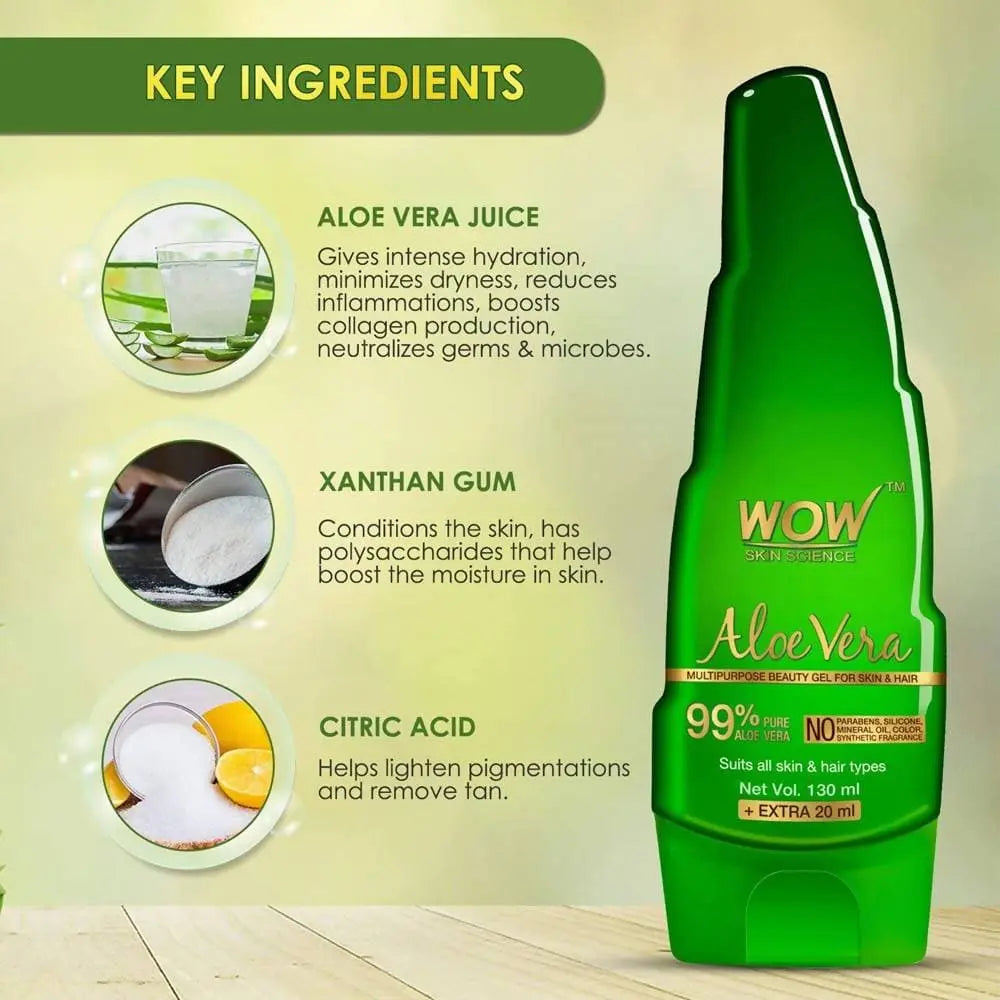 Wow Skin Science Aloe Vera Multipurpose Beauty Gel -150 ml - Mytrendzcart