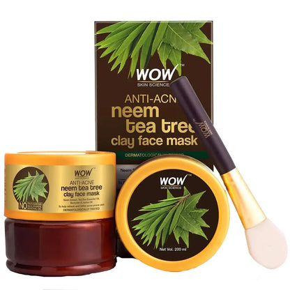 Wow Skin Science Anti-Acne Neem & Tea Tree Clay Face Mask - Mytrendzcart