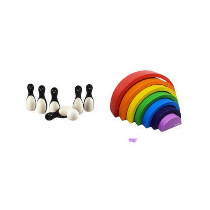 Matoyi Penguin Bowling Pin & Rainbow Stacker Combo -Combo Mytrendzcart