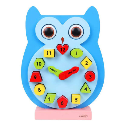 Matoyi Wooden Colorful Owl Clock With Magnetic Blocks Mytrendzcart