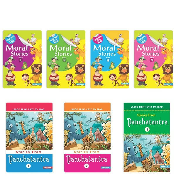 Large Print Easy to Read Moral & Panchtantra Stories Books Set of 7| Children Stories Books| Ages 6 - 12 Year - Mytrendzcart