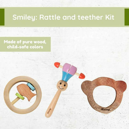 Matoyi Maraca Rattle, Fishy Rattle & Teether Bear Shaped Combo -Combo Mytrendzcart