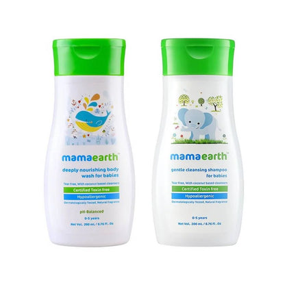 Mamaearth Deeply Nourishing Body Wash And Gentle Cleansing Shampoo For Babies (200ml+200ml) Mytrendzcart