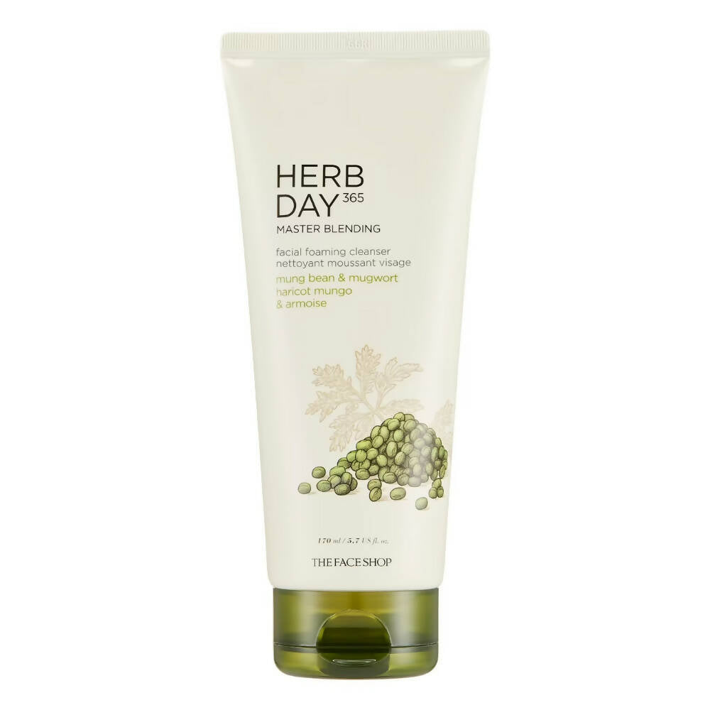 The Face Shop Herb Day 365 Master Blending Foaming Cleanser-Mungbean & Mugwort - Korean Skincare - Mytrendzcart