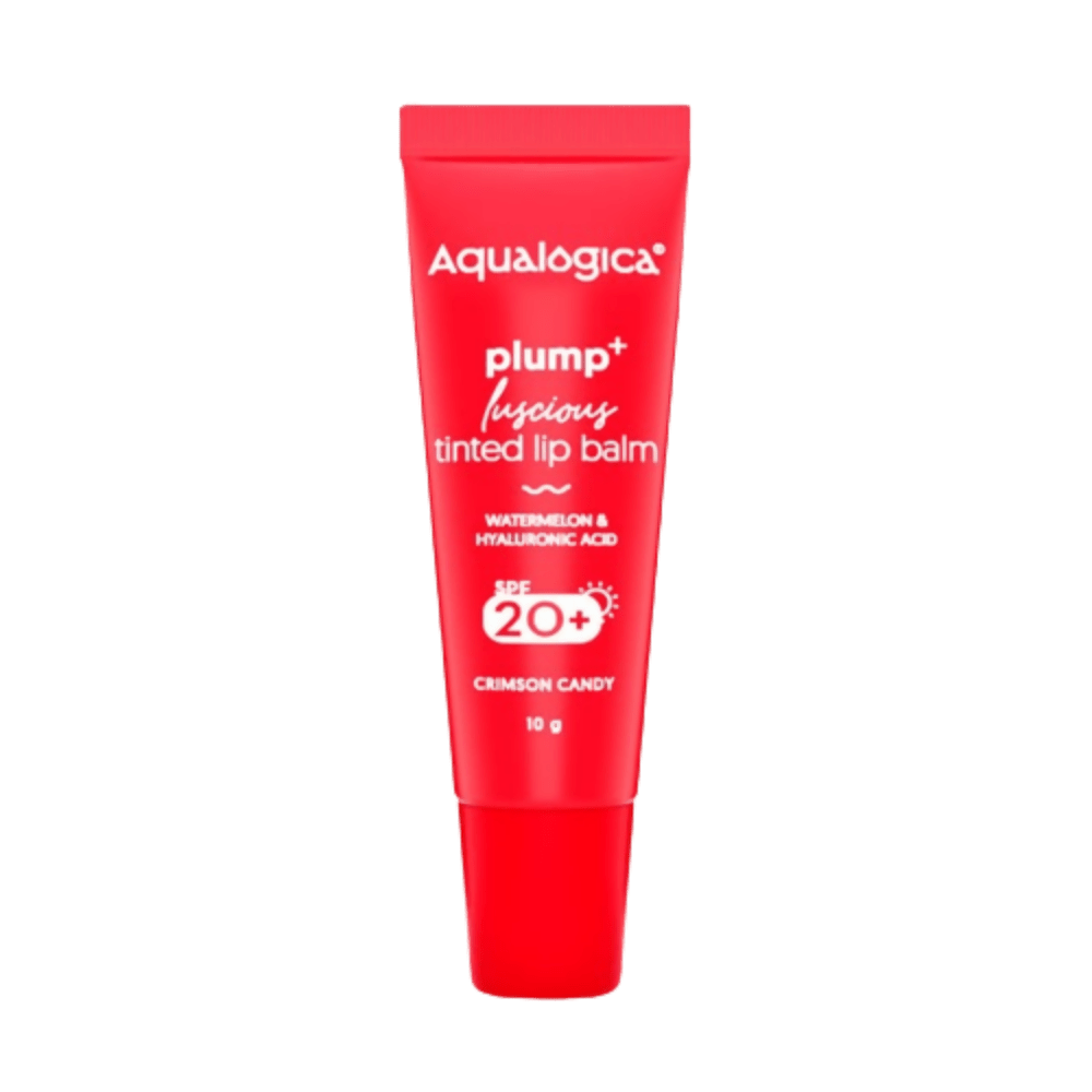 Aqualogica Crimson Candy Plump+ Luscious Tinted Lip Balm with Watermelon and Hyaluronic Acid, SPF 20+ - Mytrendzcart
