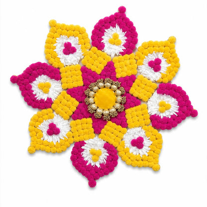 Artificial Marigold Flower Rangoli Mat, 26 Inch