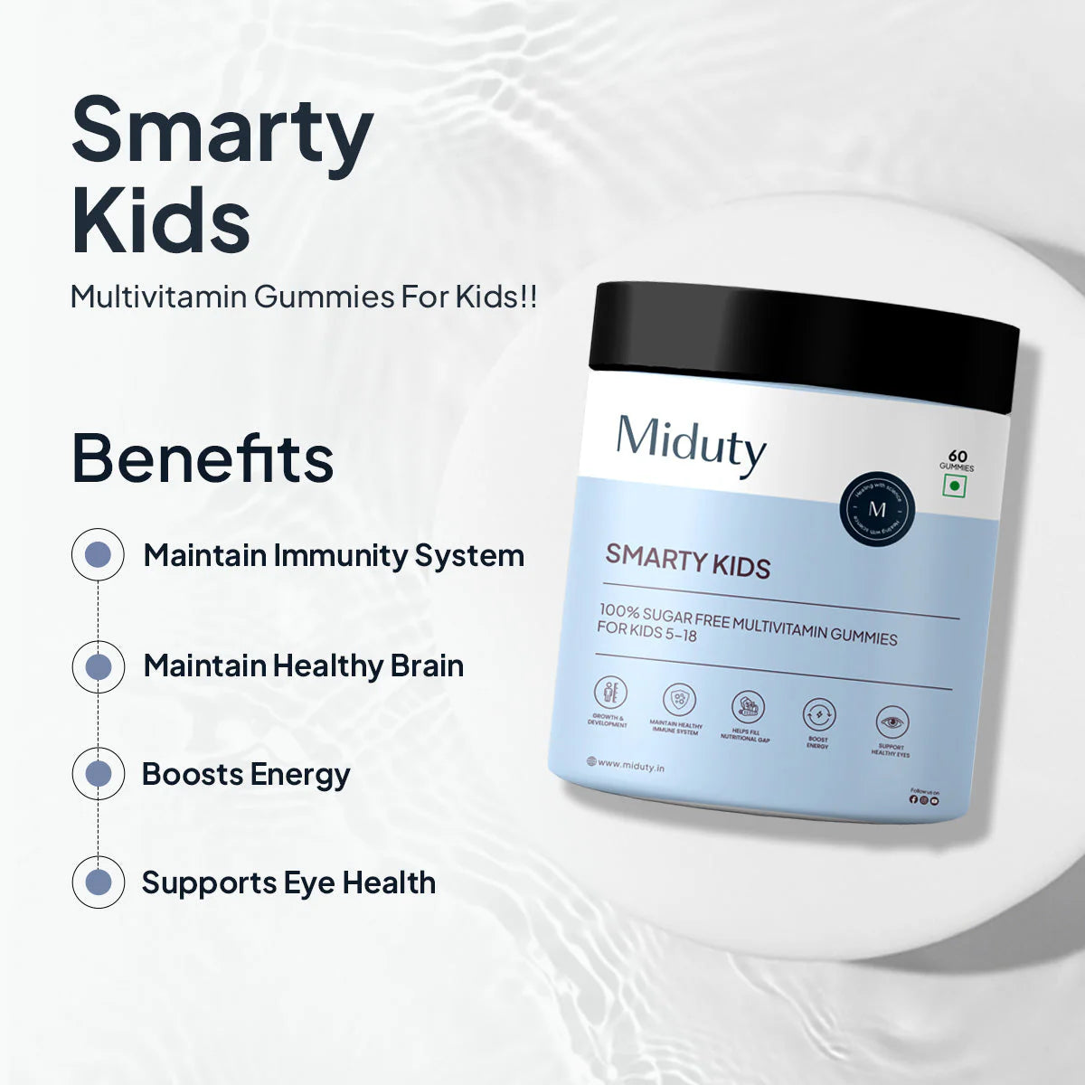 Miduty by Palak Notes Smarty Kids Multivitamin Gummies -60 gummies Mytrendzcart