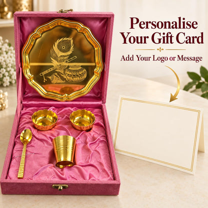Bhog Thali Set, Gold Plated Finish (5 Pcs, Velvet Box)