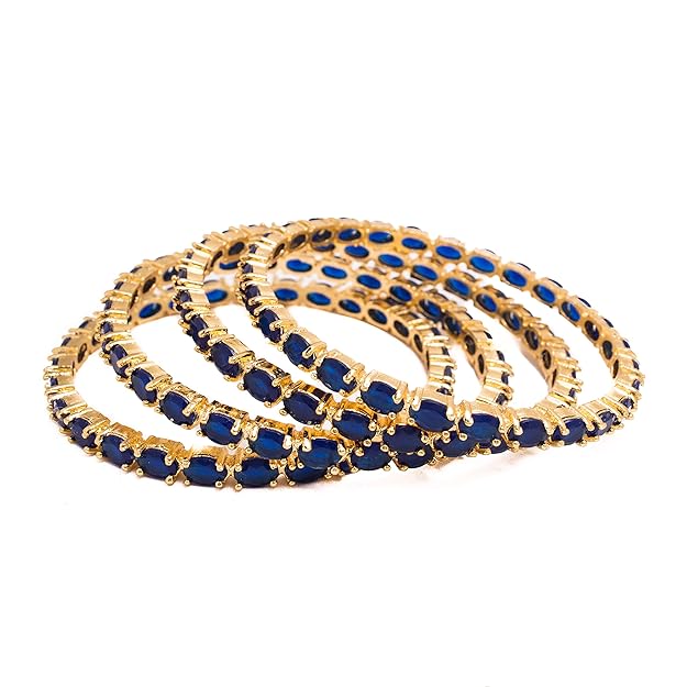 MANIKYA American Diamond Traditional Gold Plated Bangles Kada Sets For Women and Girls. Mytrendzcart