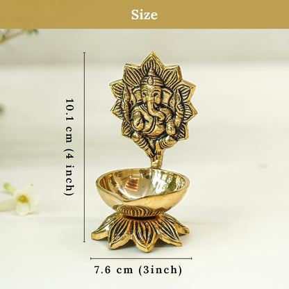 Brass Ganesh Diya & Kalpavriksh Gift Set