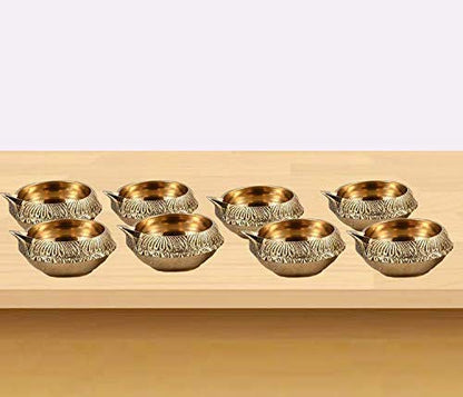 Brass Kuber Diya (Set of 10)