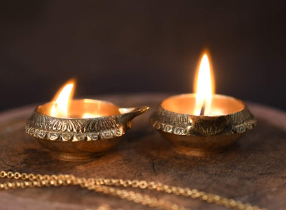 Brass Kuber Diya (Set of 10)