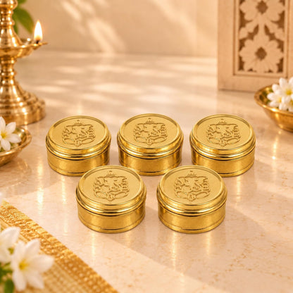 Brass Kumkum Dabbi (Pack of 5)