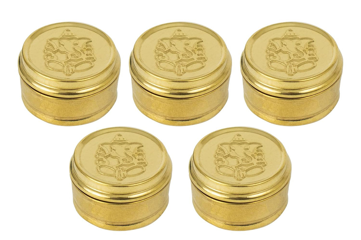 Brass Kumkum Dabbi (Pack of 5)