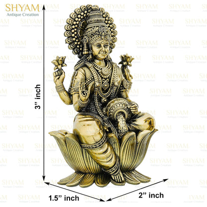 Brass Laxmi Ganesh Idol Pair - 3 Inch Sitting Murti