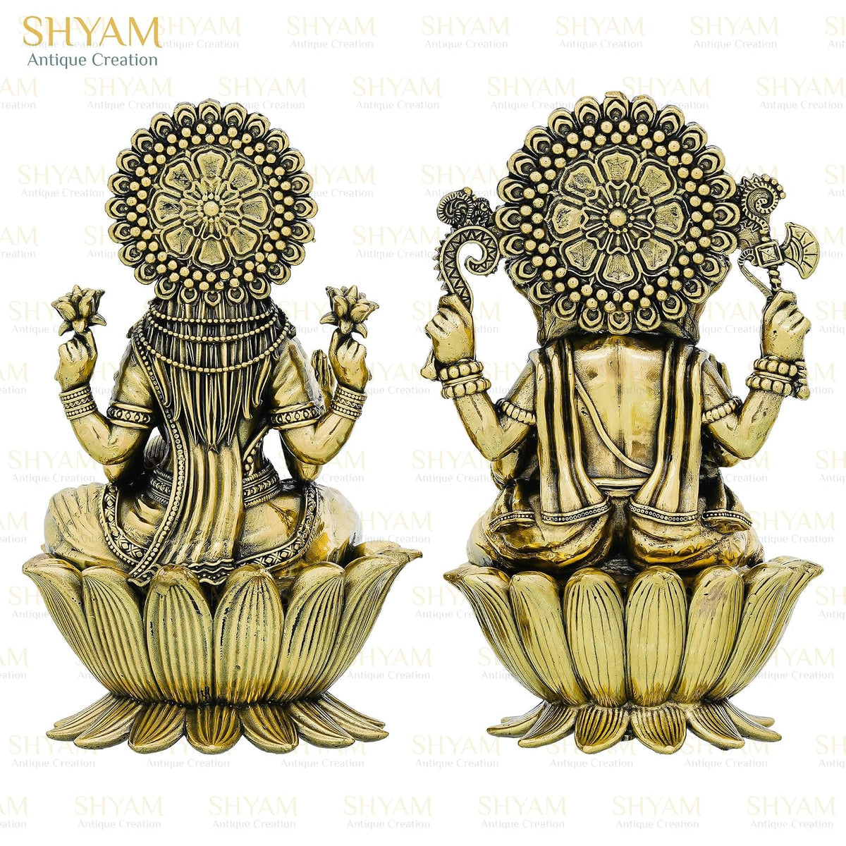Brass Laxmi Ganesh Idol Pair - 3 Inch Sitting Murti