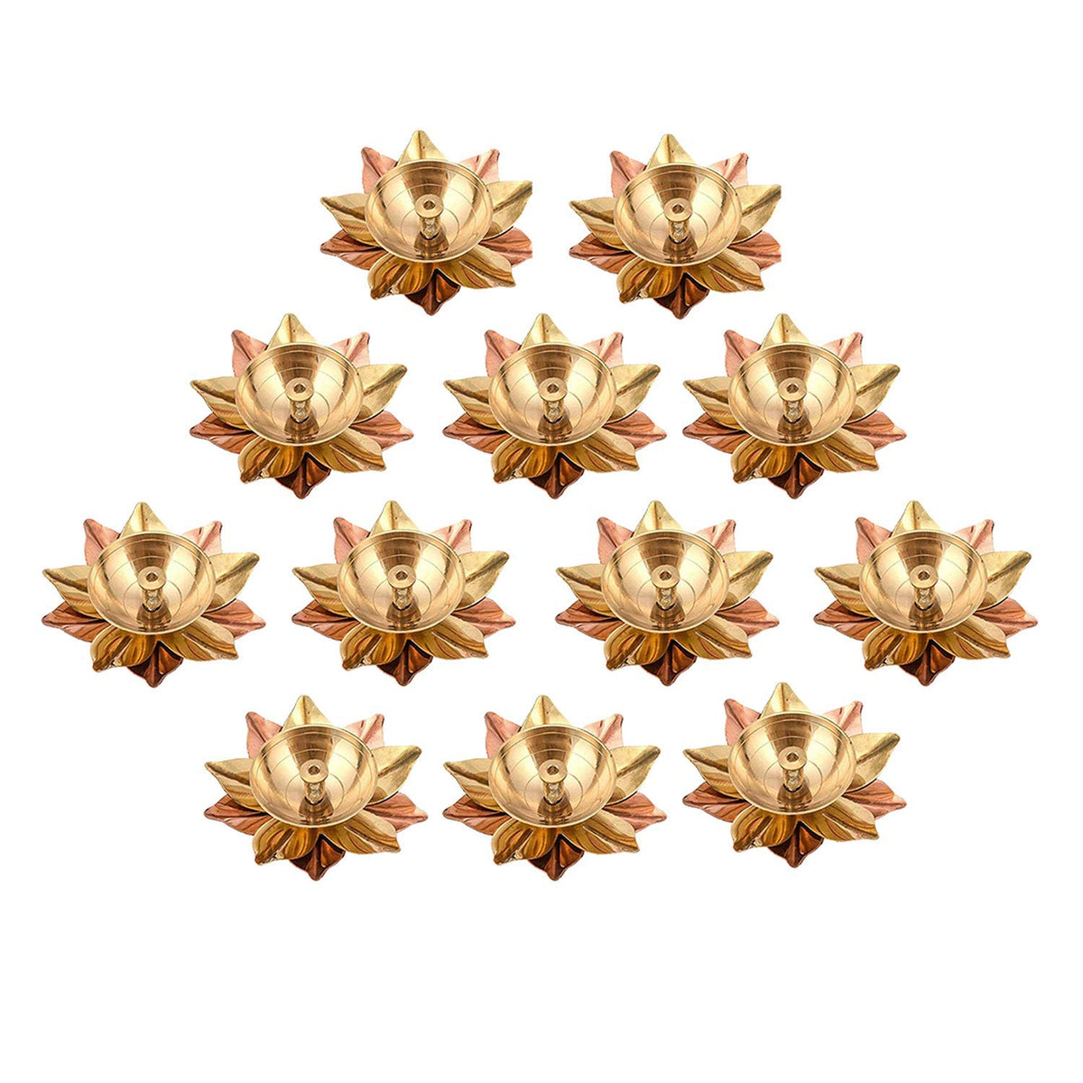 Brass Lotus Diyas, 3 Inch (Set of 12)