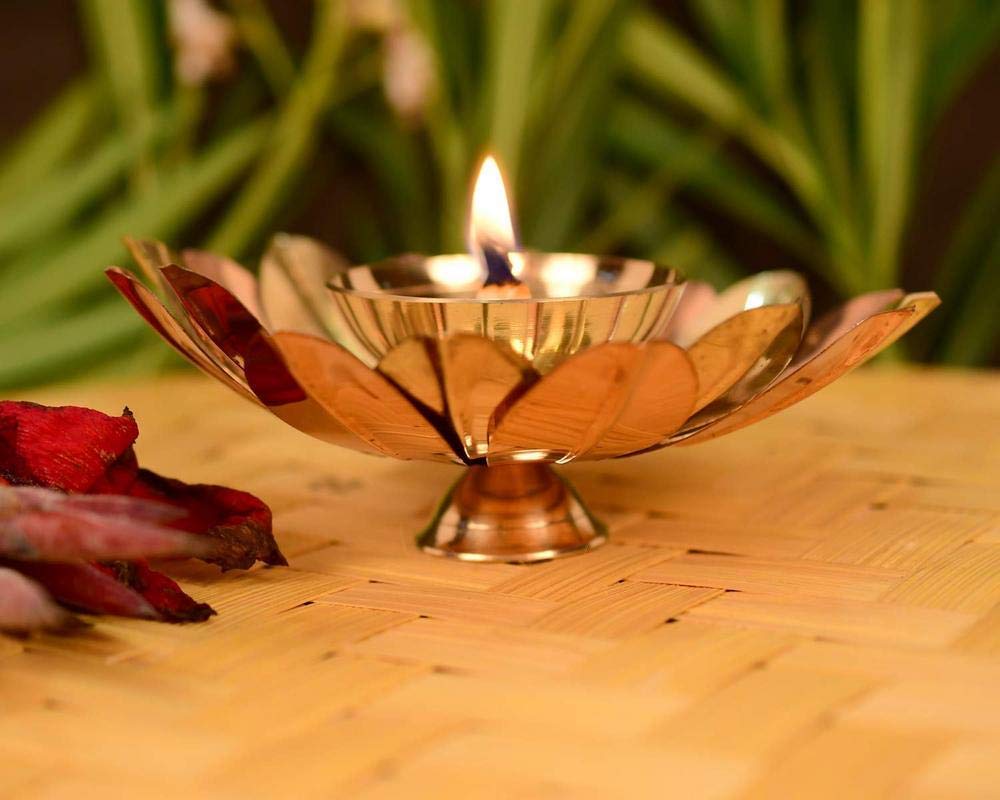 Brass Lotus Diyas, 3 Inch (Set of 12)