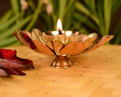 Brass Lotus Diyas, 3 Inch (Set of 12)