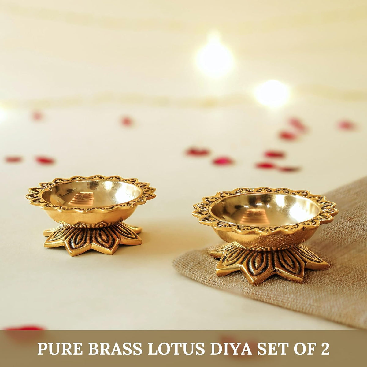 Brass Padma Lotus Diya (Set of 2)