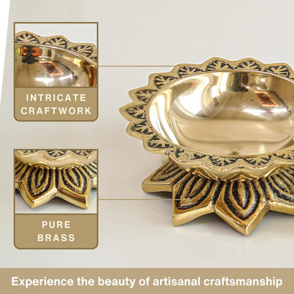 Brass Padma Lotus Diya (Set of 2)