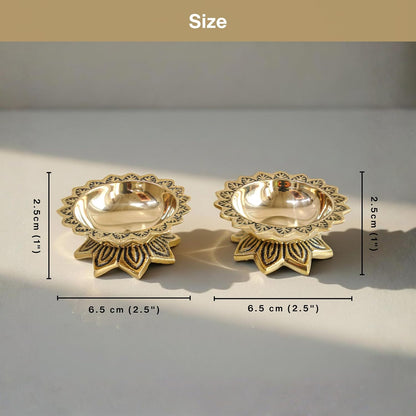 Brass Padma Lotus Diya (Set of 2)