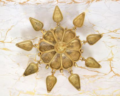 Brass Peacock Kumkum Box, 9 Compartments