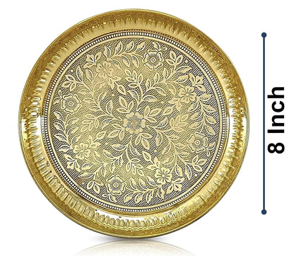 Brass Puja Thali Set, 8 Inch