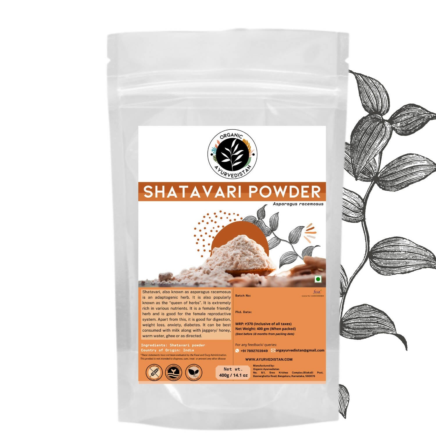 Organic Ayurven Shatavari Powder - Mytrendzcart