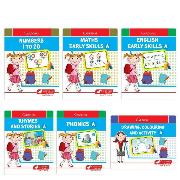 Cardinal Fun Learning Nursery Activity Books Set of 6|Number| Rhymes & Story| Phonic| English & Maths| Colouring Book for Kids Ages 3 - 4 Years - Mytrendzcart