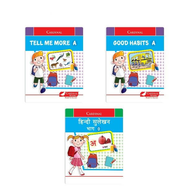 Cardinal General Knowledge Book Set 1 (Set of 3)|Good Habit A| Hindi Sulekhan Bhag 0| Tell Me More A| Combo Book Set| Ages 3 - 7 Years - Mytrendzcart