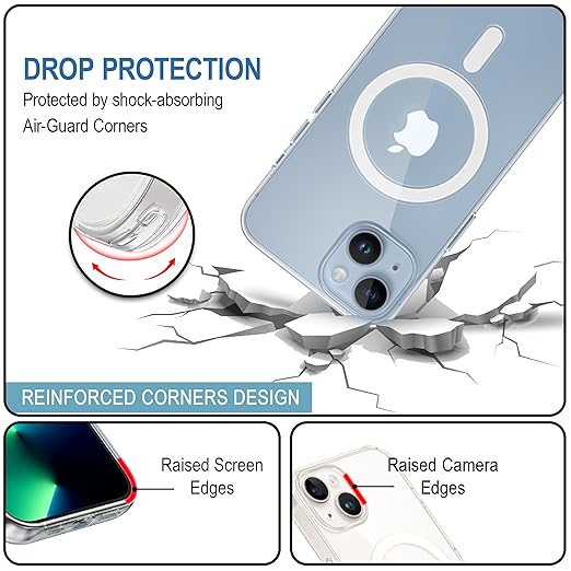 CEDO Magfit Cover for iPhone 13 / iPhone 14 (6.1 inch) | Mag - Safe Wireless Charging | Designed with Magnetic Lock Shockproof Phone Bumper Transparent Back Case Cover (Clear) - Mytrendzcart