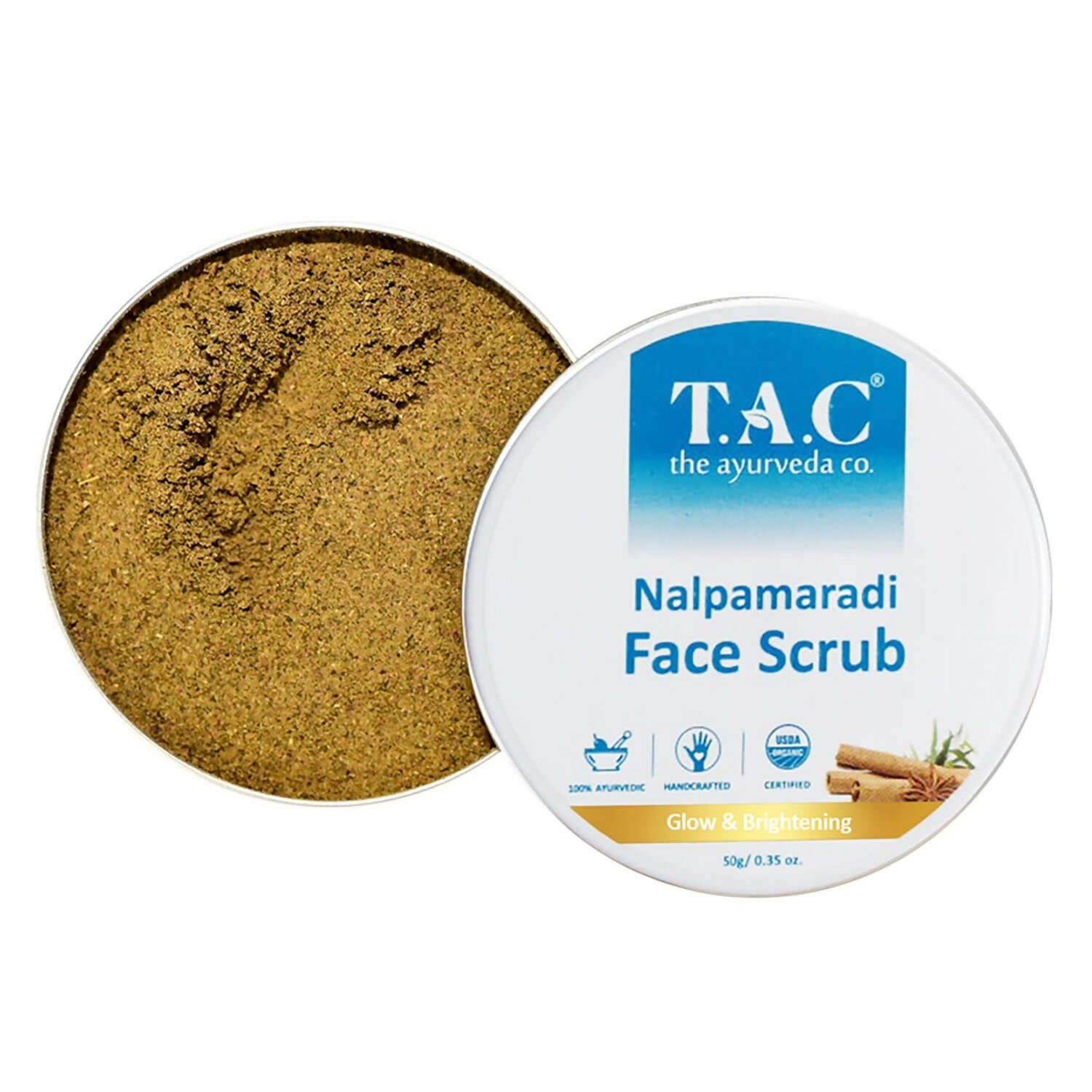 TAC - The Ayurveda Co. Nalpamaradi Face Scrub for Glowing & Brightening Skin with Triphala Powder for Women & Men - Mytrendzcart