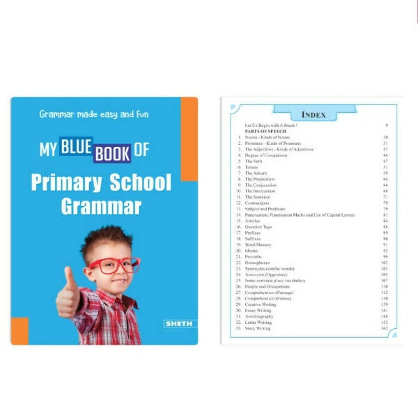 Nigam My Blue Book of Primary School Grammar * Suffix, Prefix, Homophones, Sentences, Preposition, Adverbs, Verbs, Pronouns, Adjectives, Nouns - Mytrendzcart