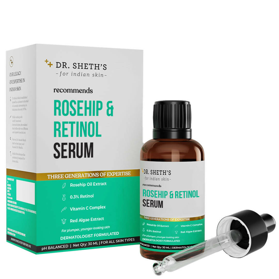 Dr. Sheth's Rosehip & Retinol Face Serum For Anti Ageing, Reduces fine lines & wrinkles, For All Skin Types - Mytrendzcart