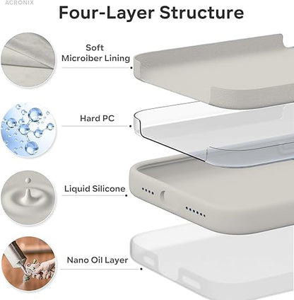 DIZORO Compatible for iPhone 16 Pro Case 6.3, Slim Liquid Silicone 3 Layers Full Covered Soft Gel Rubber Phone Case Protective Cover 6.3 Inch (Natural Titanium) - Mytrendzcart