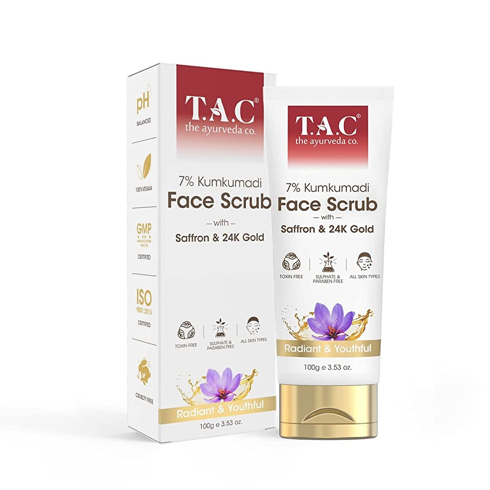 TAC - The Ayurveda Co. 7% Kumkumadi Face Scrub with Saffron & 24k Gold - Mytrendzcart