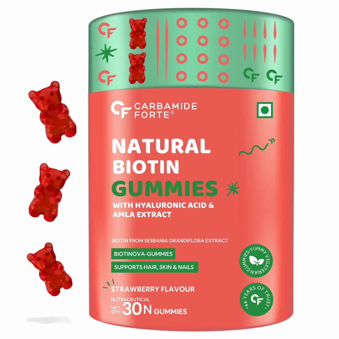 Carbamide Forte Biotin From Sesbania Extract Gummies - Strawberry - Mytrendzcart