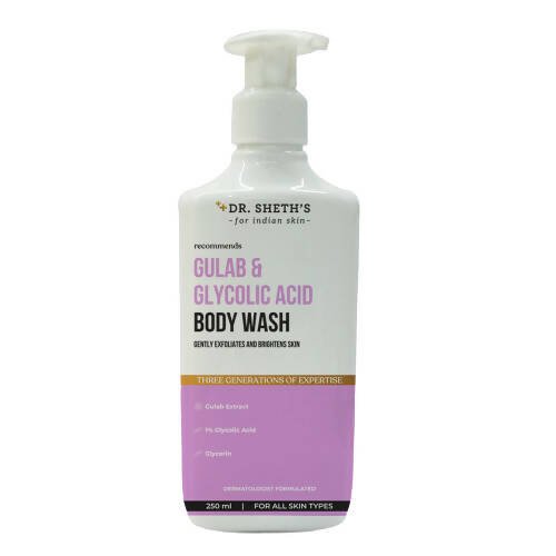 Dr. Sheth's Gulab & Glycolic Acid Exfoliating Body Wash For Smoother Even - Toned Skin With Gulab Extract For All Skin Types - Mytrendzcart