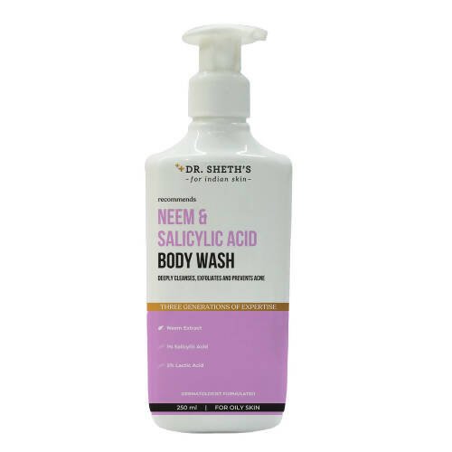 Dr. Sheth's Neem & Salicylic Acid Body Wash For Body Acne, Anti - bacterial AHA BHA Body Wash - Mytrendzcart