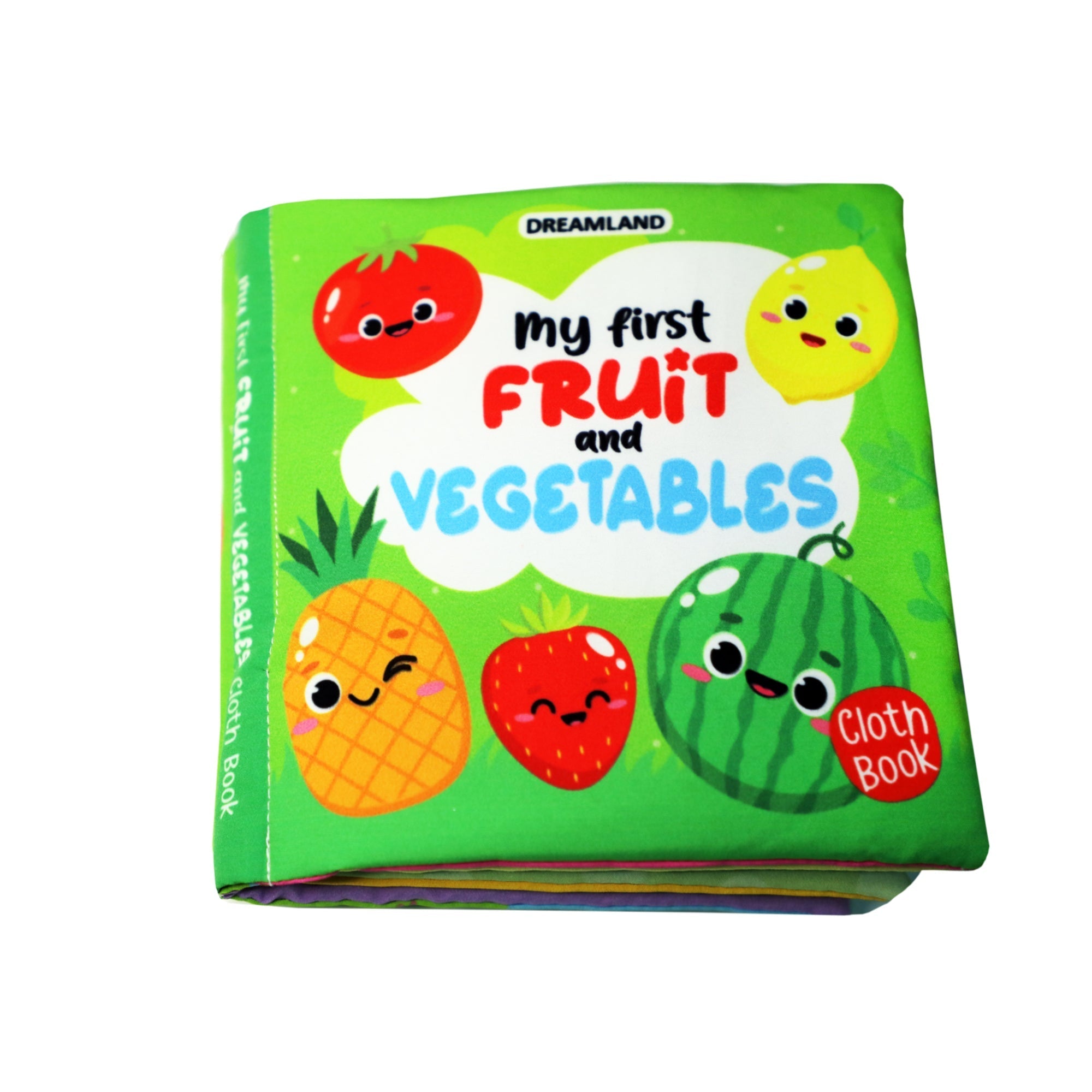 Dreamland Publications Baby My First Cloth Book Fruit and Vegetables with Squeaker and Crinkle Paper, Non - Toxic Early Educational Toy for Toddler, Infants - Mytrendzcart