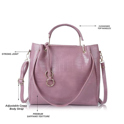 Envias Leatherette Handbags For Women's Ladies Combo Of 3 (D - 64 - Pink) - Mytrendzcart